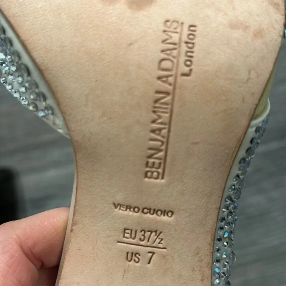 Benjamin Adams Heels 7 37.5 Prom Catherine Sparkle Duchesse Silk Wedding Peeptoe